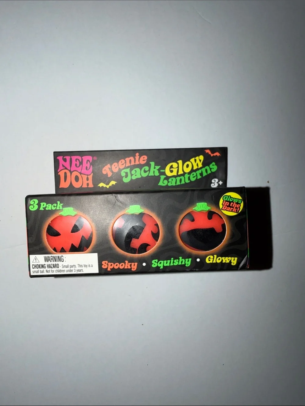 NeeDoh Teenie Jack-Glow Lanterns 3-Pack - Orange Pumpkin Party Favors